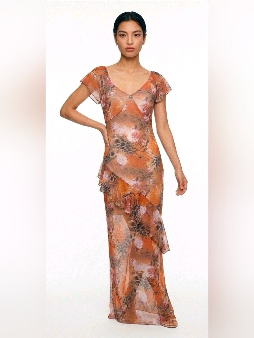 Justify Orange Floral & Leopard-Print Maxi Dress